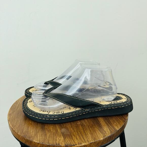 BOC black Leather Strap Thong Sandals Women’s Size 10 - Picture 1 of 9